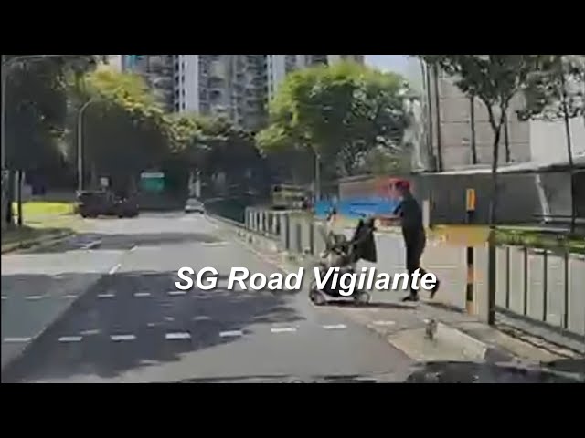 choa chu kang jaywalking lady with stroller