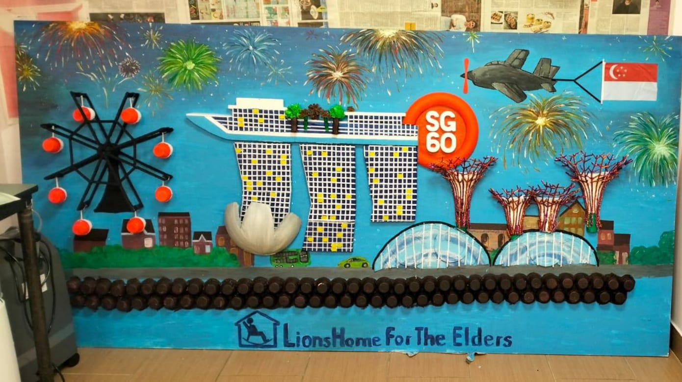 200多名碧山居民以环保材料 打造SG60艺术长廊让公众打卡