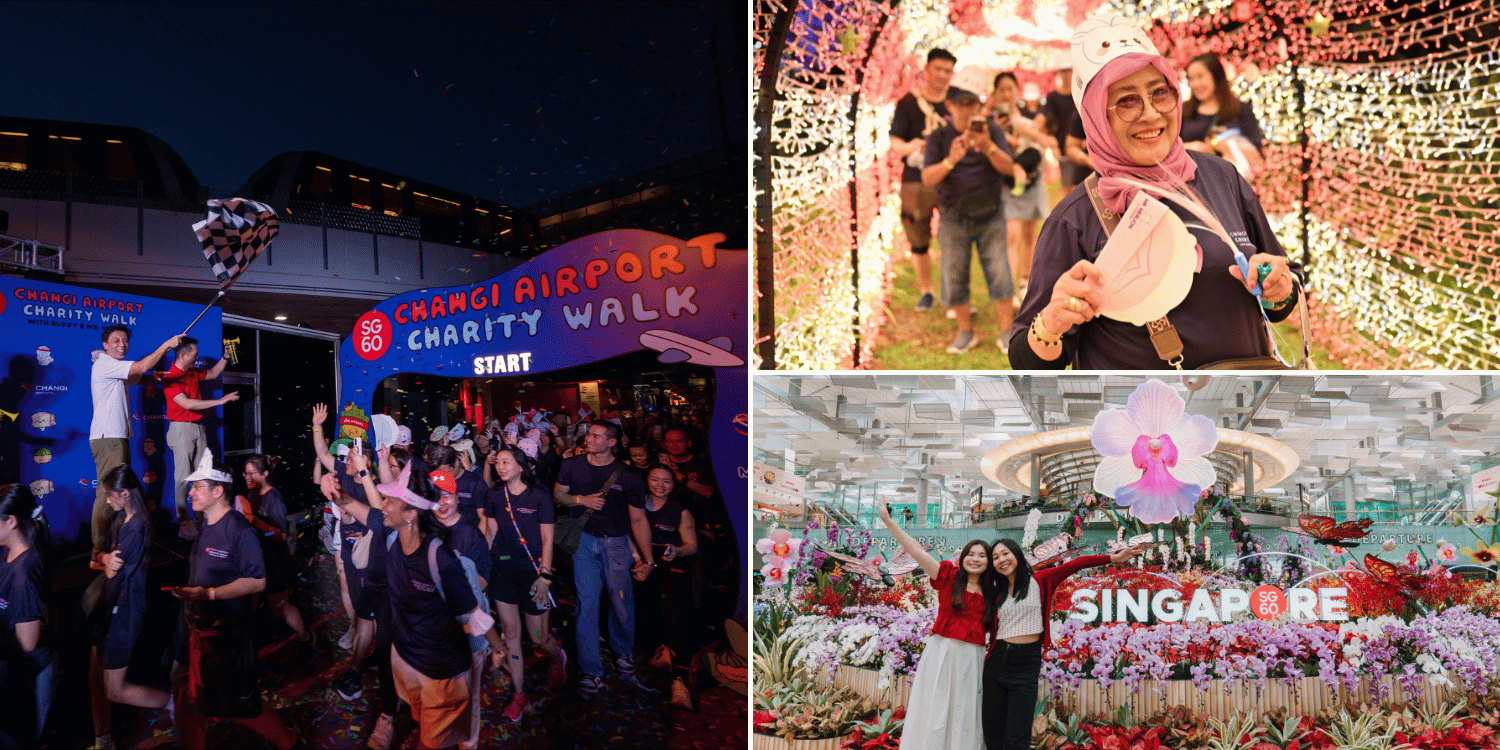 Changi Airport sg60 walk raises over s$220k for charity, launches light-up featuring s’pore icons