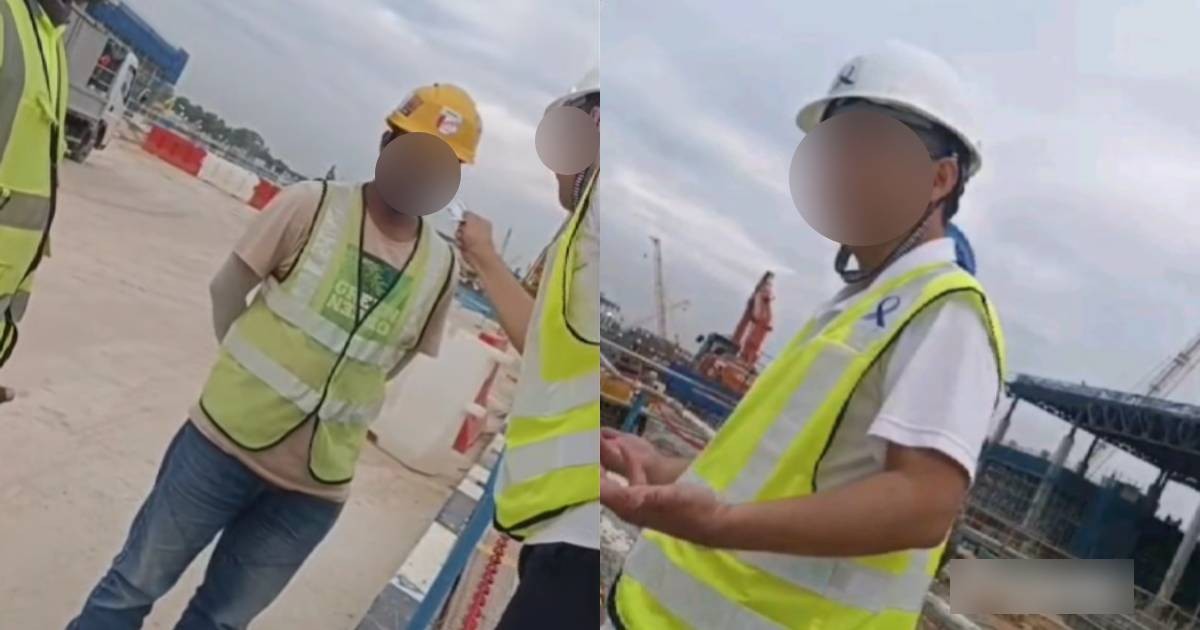 LTA engineer seen shouting at foreign workers, hitting one of them on helmet at Changi East Depot worksite
