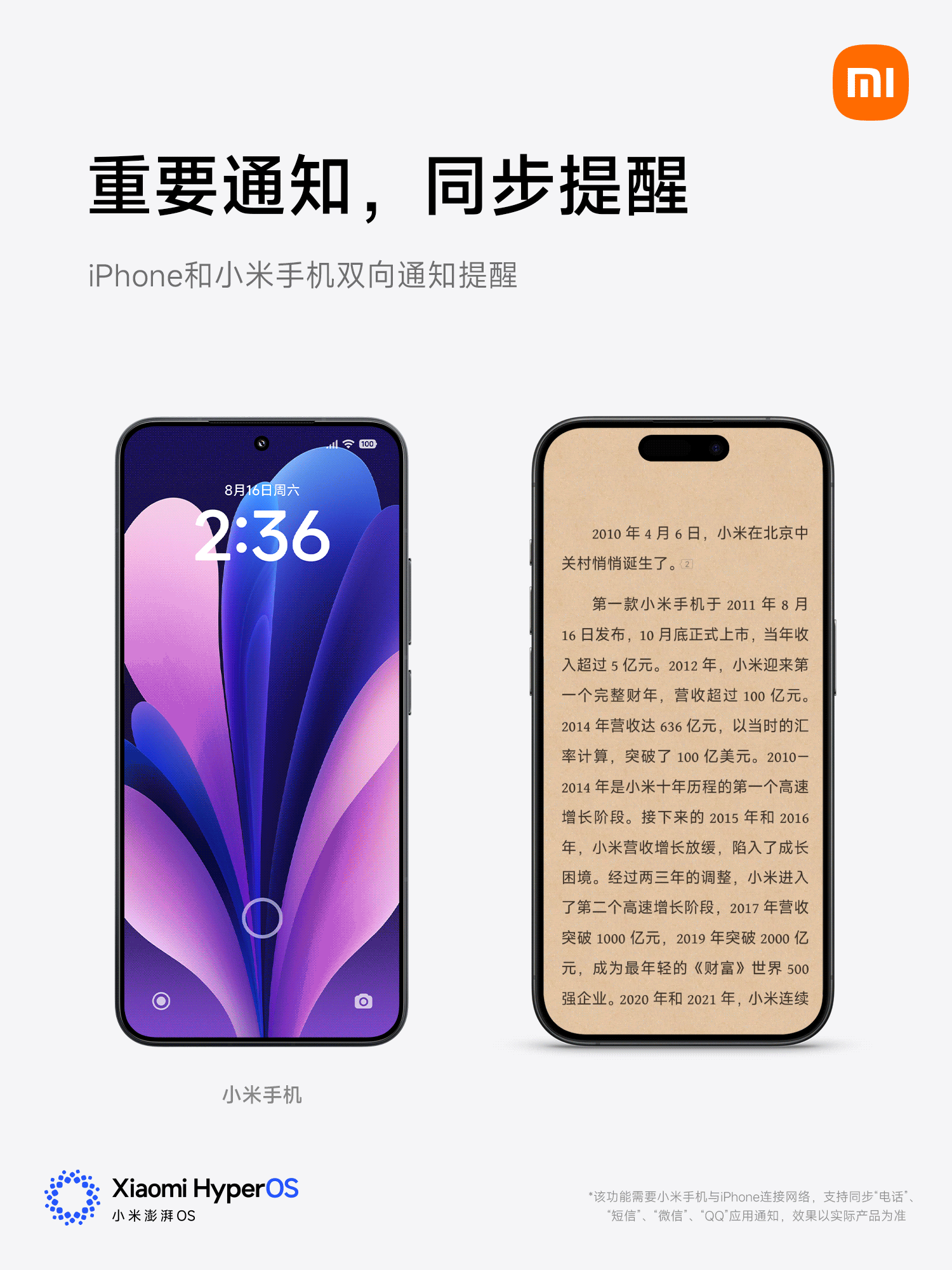 小米澎湃OS 3支持Mac设备大屏显示手机应用，还可用iPhone回消息