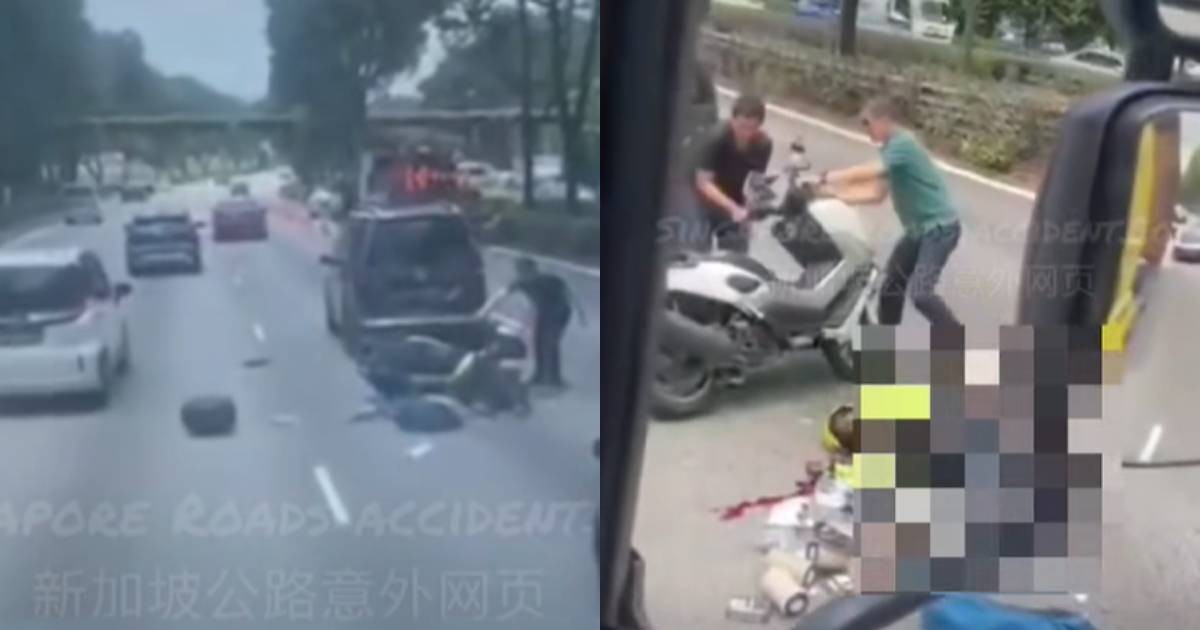 Biker seen convulsing on ground after AYE crash taken to hospital