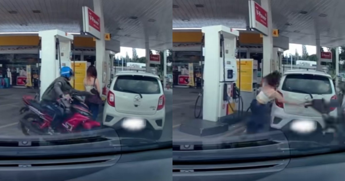 Video of Malaysian influencer getting bag snatched by motorcyclist at petrol station goes viral