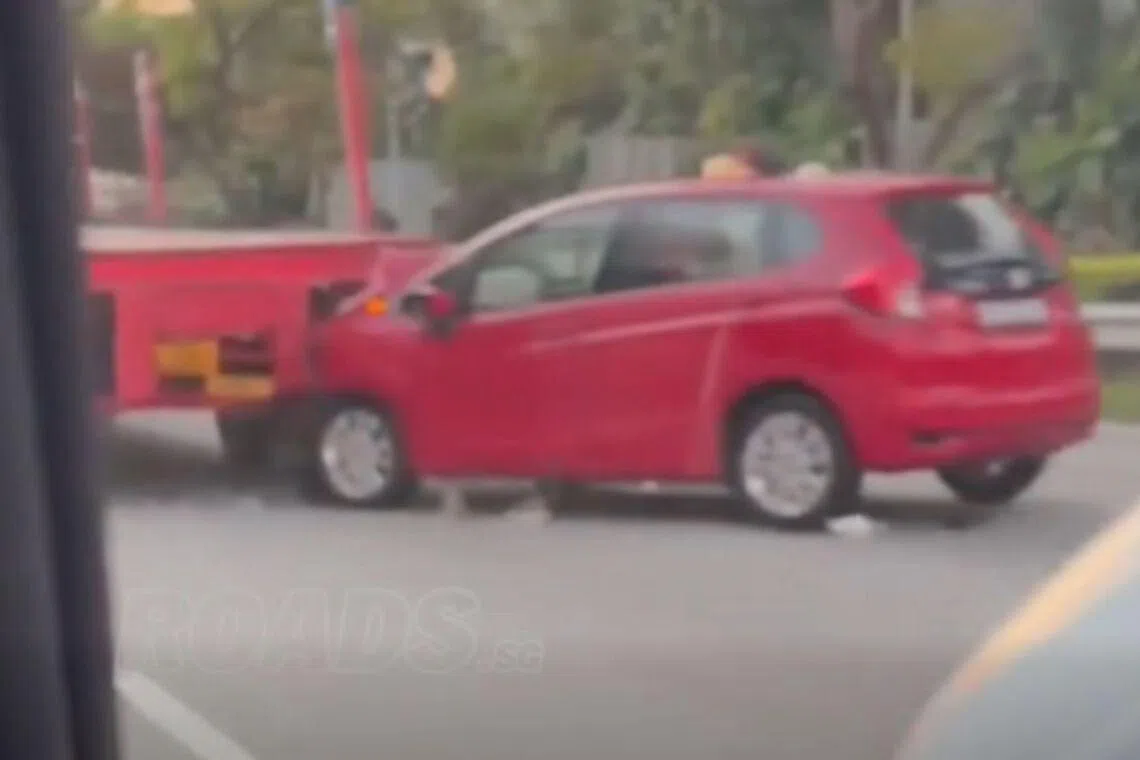 Two taken to hospital after accident between car and trailer on TPE