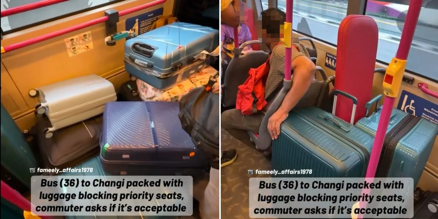 Acceptable or not? S’pore commuter questions luggage ‘blocking priority seats’ on bus service 36