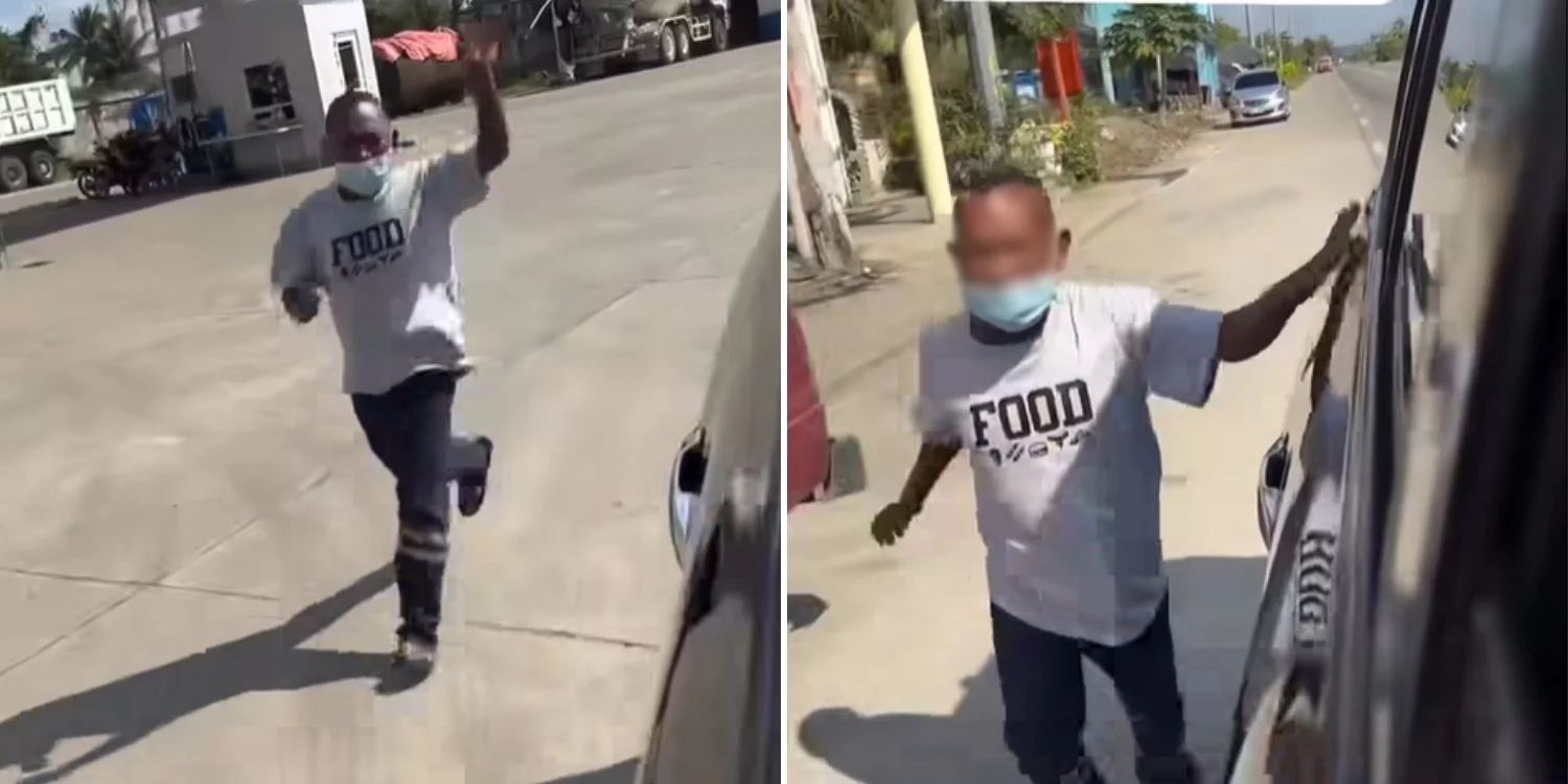 Petrol station staff runs after vehicle after ex-mayor in Philippines drives off without paying as ‘prank’