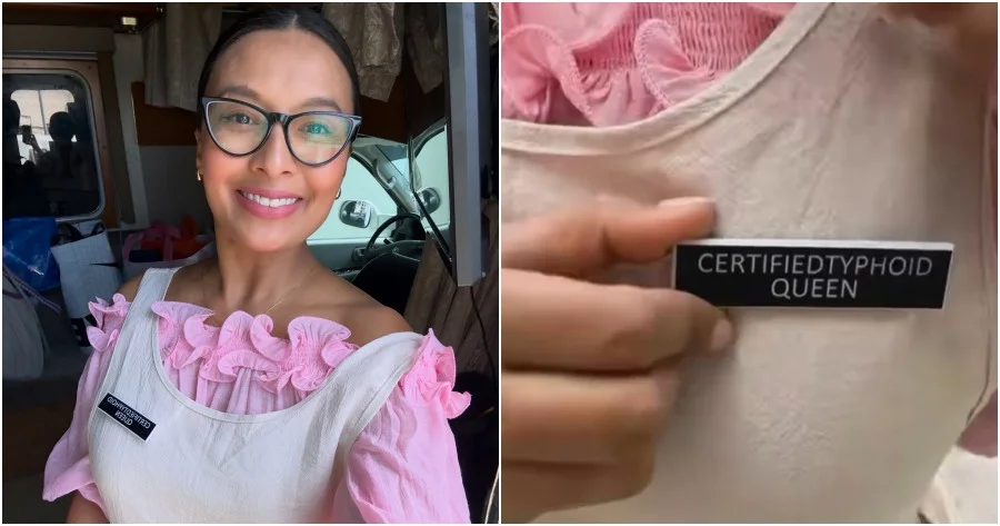 “Certified Typhoid Queen” – M’sian Actress Flexes New Dress & Food Handler Tag After ‘Revealing’ Outfit Criticism